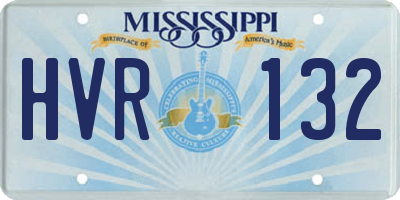MS license plate HVR132
