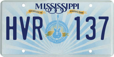 MS license plate HVR137