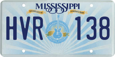 MS license plate HVR138
