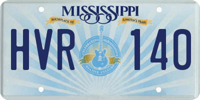 MS license plate HVR140