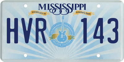 MS license plate HVR143