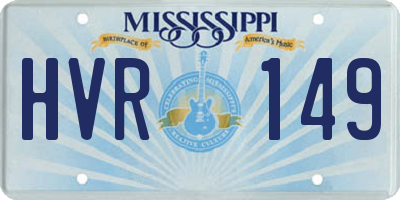 MS license plate HVR149