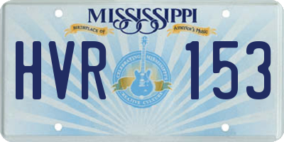 MS license plate HVR153
