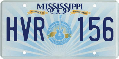 MS license plate HVR156