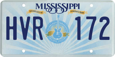 MS license plate HVR172