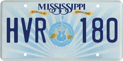 MS license plate HVR180