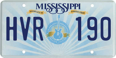 MS license plate HVR190