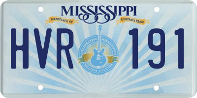 MS license plate HVR191