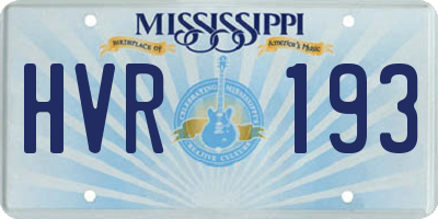 MS license plate HVR193