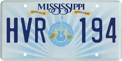 MS license plate HVR194