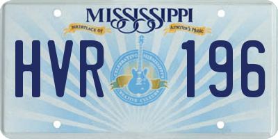 MS license plate HVR196