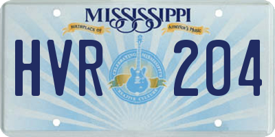 MS license plate HVR204