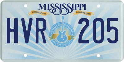 MS license plate HVR205