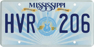 MS license plate HVR206