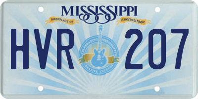MS license plate HVR207