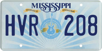 MS license plate HVR208