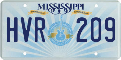 MS license plate HVR209