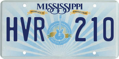 MS license plate HVR210