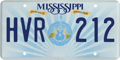 MS license plate HVR212