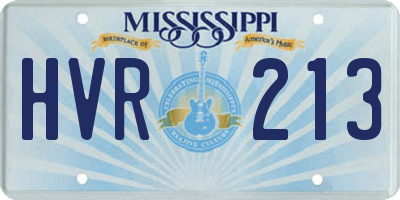 MS license plate HVR213