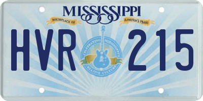 MS license plate HVR215