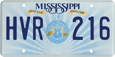 MS license plate HVR216