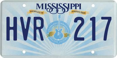 MS license plate HVR217