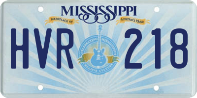 MS license plate HVR218