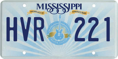 MS license plate HVR221