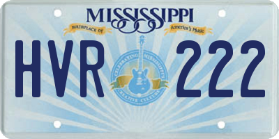 MS license plate HVR222