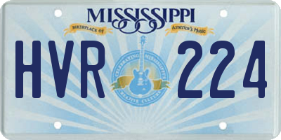 MS license plate HVR224