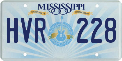 MS license plate HVR228