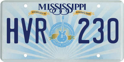 MS license plate HVR230