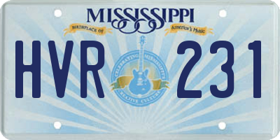 MS license plate HVR231