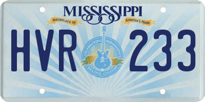 MS license plate HVR233
