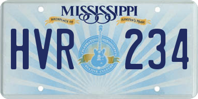 MS license plate HVR234