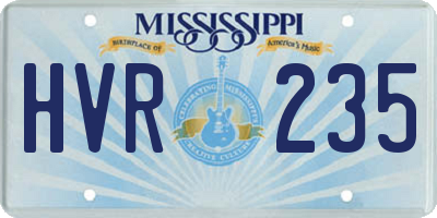 MS license plate HVR235