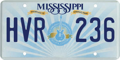 MS license plate HVR236