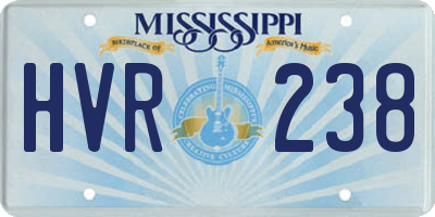 MS license plate HVR238