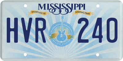 MS license plate HVR240