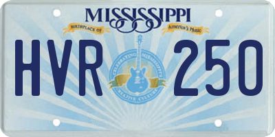 MS license plate HVR250
