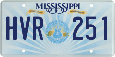 MS license plate HVR251
