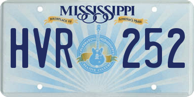 MS license plate HVR252