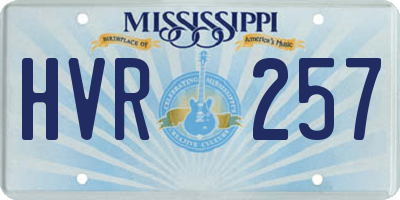 MS license plate HVR257