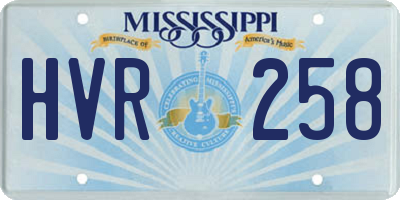 MS license plate HVR258