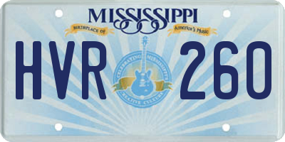 MS license plate HVR260