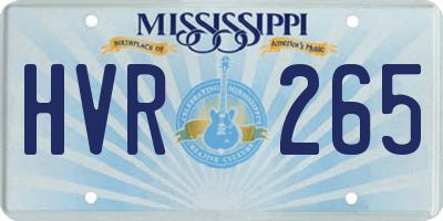 MS license plate HVR265