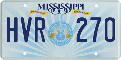 MS license plate HVR270