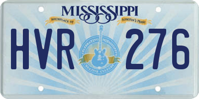 MS license plate HVR276