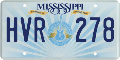 MS license plate HVR278